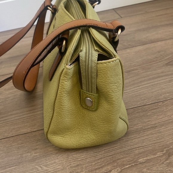 Fossil | Chartreuse Green and Brown Pebbled Leather shoulder bag | Vintage - Picture 5 of 15